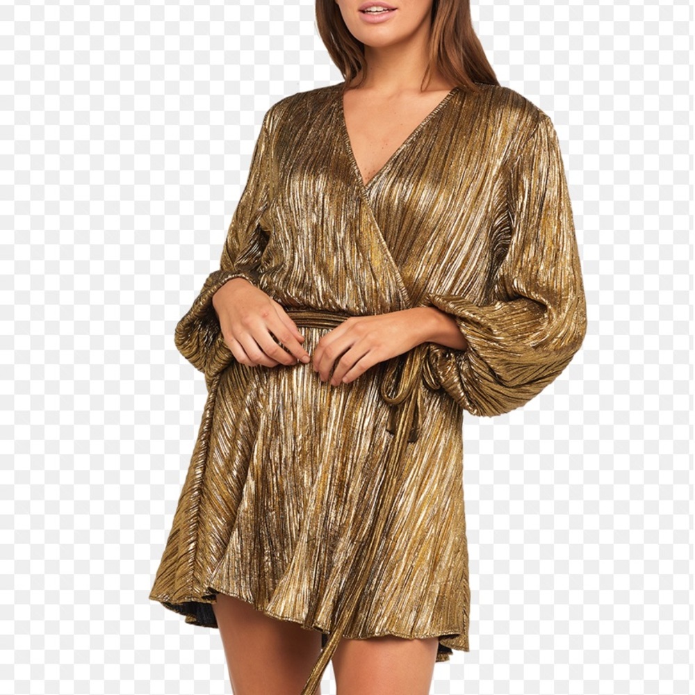 Bellissa pleated dress gold